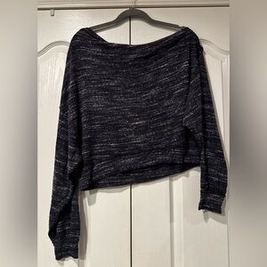 Free People We The Free Heathered Blue Boatneck Long Sleeve Tee - Size M